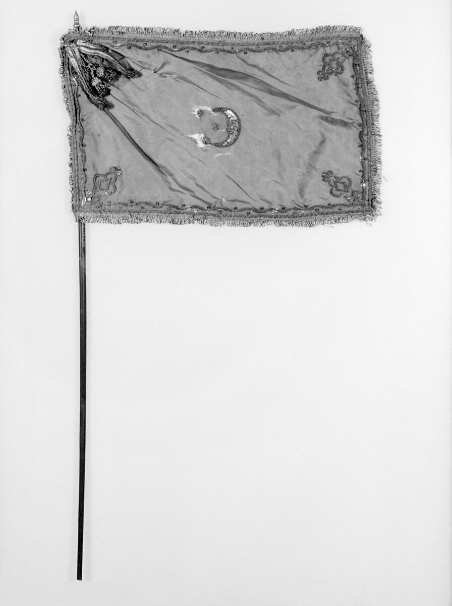 Banner with staff, Wood; brass; fabric, Italian, Naples