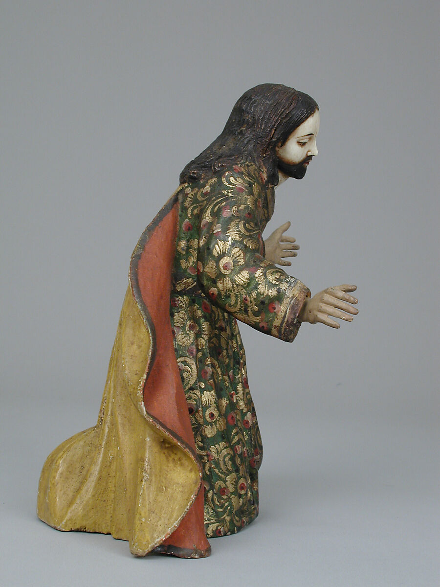 Joseph (from a nativity), Wood, polychromed and gilded; ivory touched up with polychromy (face and shoulders), Ecuadorian and Philippine