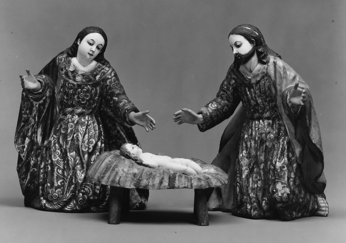 Joseph (from a nativity), Wood, polychromed and gilded; ivory touched up with polychromy (face and shoulders), Ecuadorian and Philippine