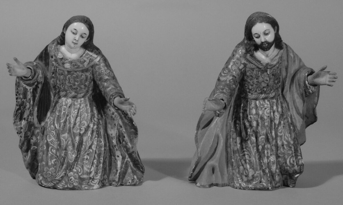 Joseph (from a nativity), Wood, polychromed and gilded; ivory touched up with polychromy (face and shoulders), Ecuadorian and Philippine