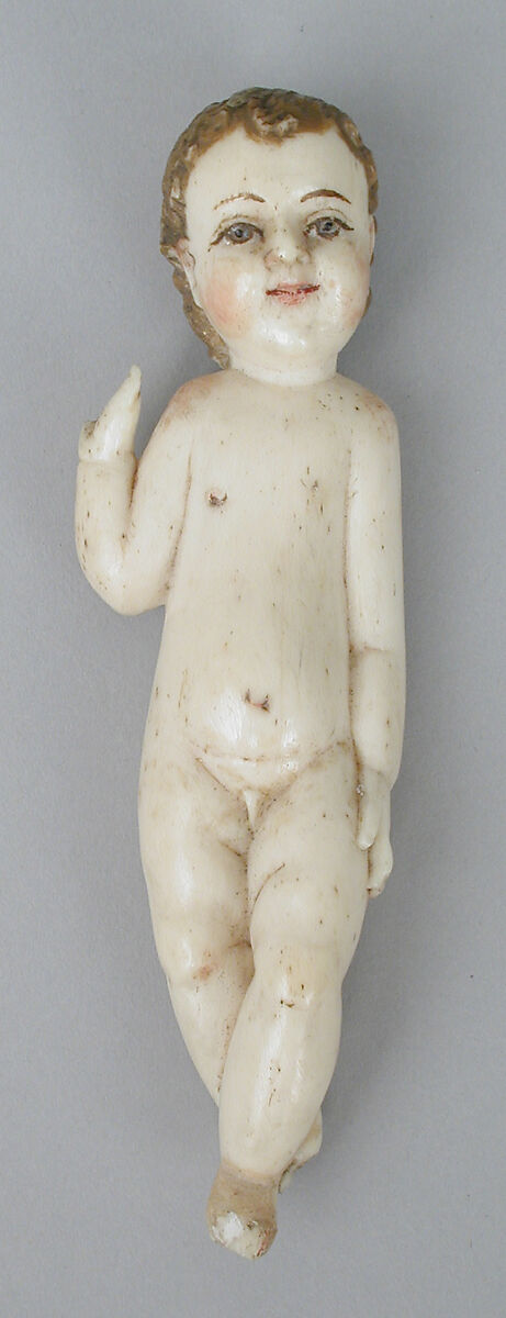 Child Jesus (from a nativity), Ivory (or possibly bone?) and wood, polychromed and gilded., Ecuadorian and Philippine 