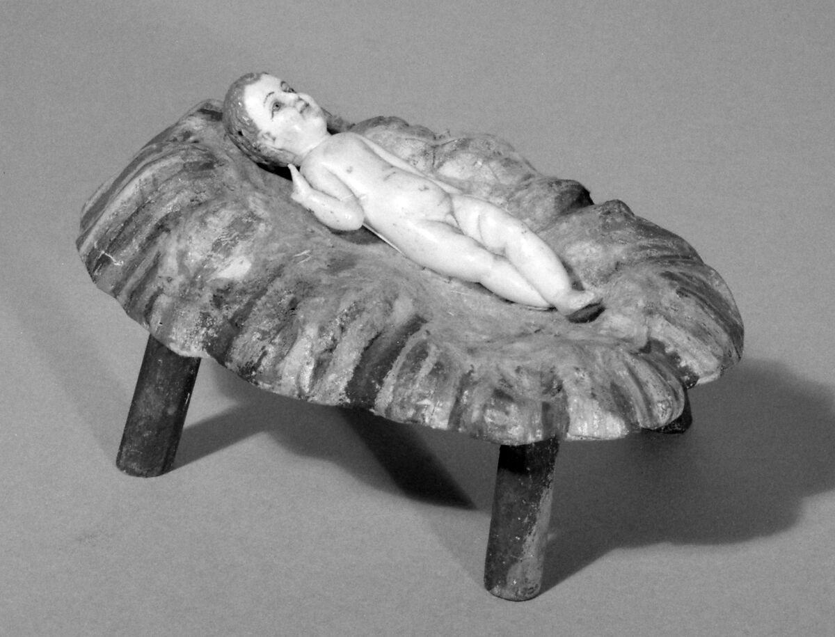 Child Jesus (from a nativity), Ivory (or possibly bone?) and wood, polychromed and gilded., Ecuadorian and Philippine