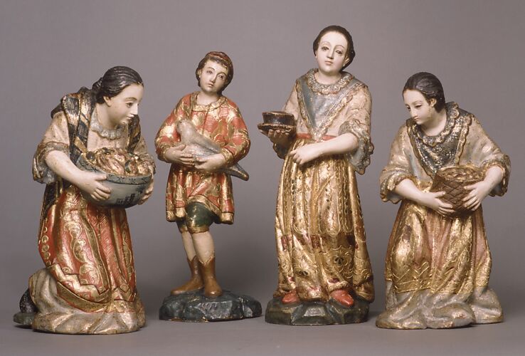 Kneeling woman with a bowl (from a nativity)