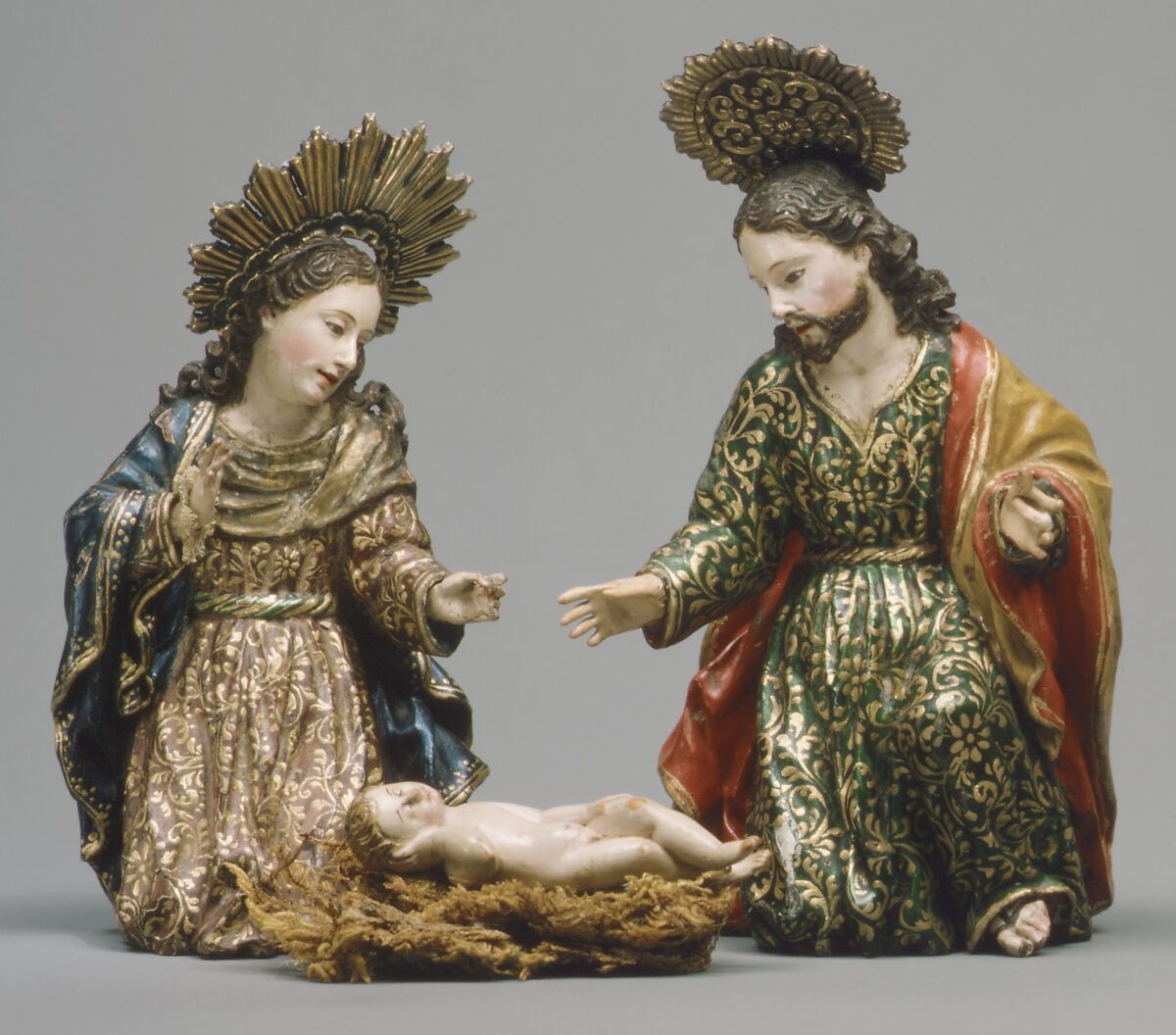 Christ child (from a nativity), Wood, polychromed and gilded; glass eyes, Ecuadoran