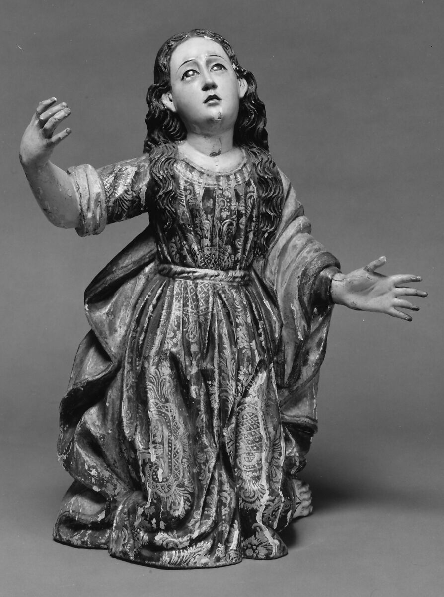 Christ crucified (from a Calvary group), Wood, polychromed and gilded; glass; silver, Ecuadorian