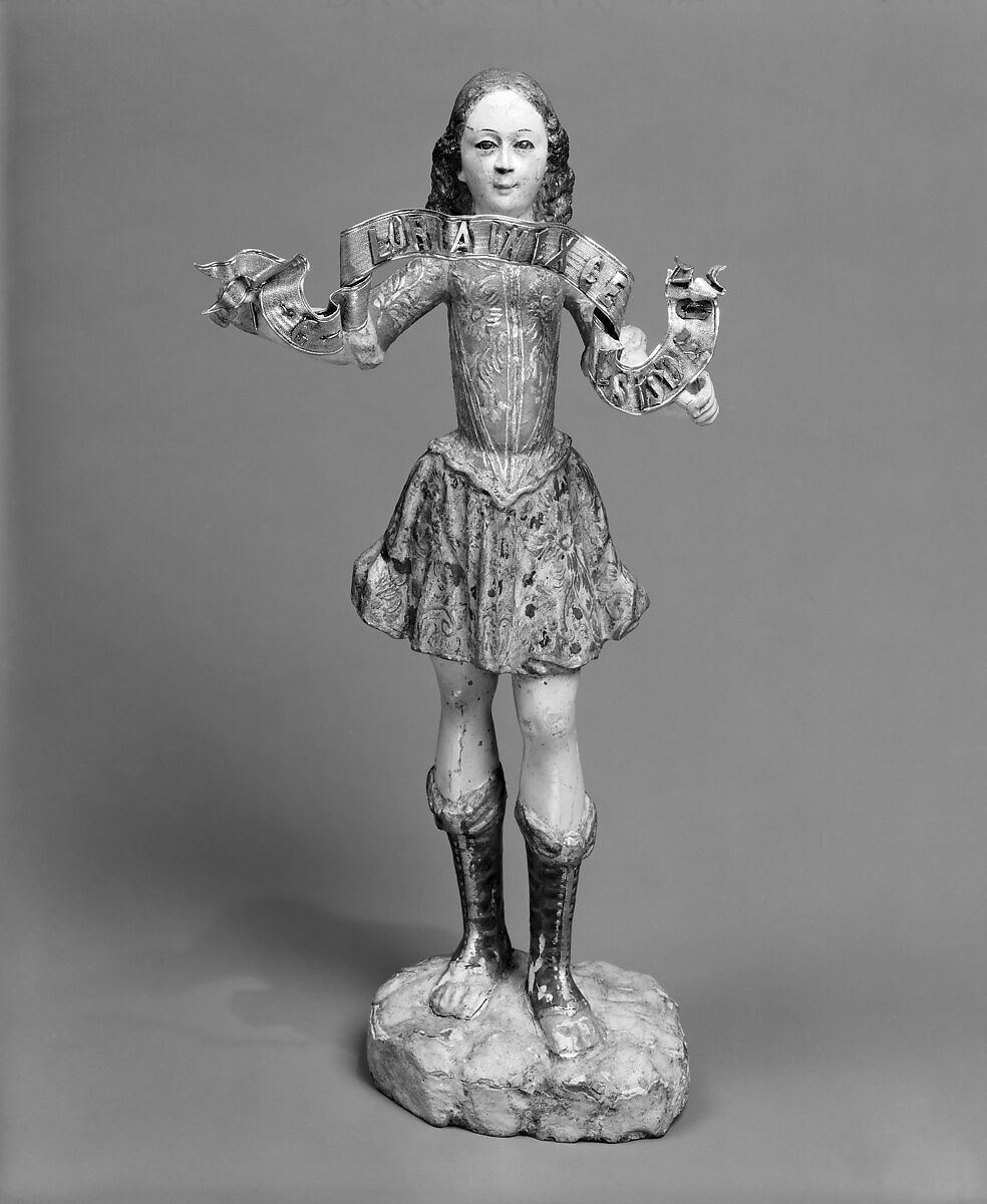 Standing angel, Wood (polychromed and gilded), silver and silver-gilt
Eyes, glass, Ecuadoran