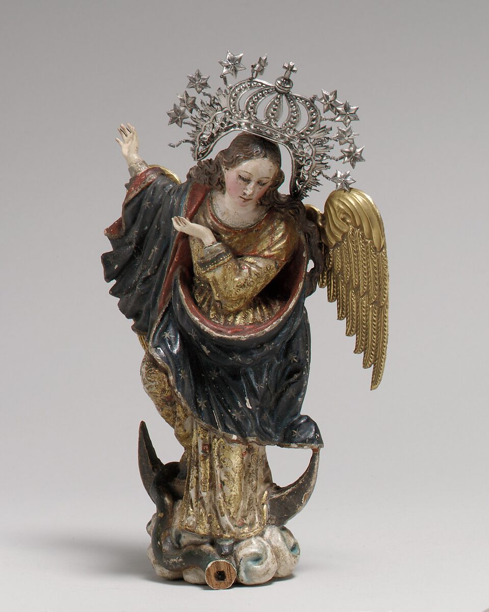Virgin of Quito, After a composition by Bernardo Legarda (active 1731–73), Wood, polychromed and gilded; glass eyes; silver halo, Ecuadorian 