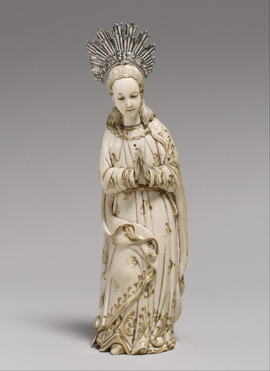 The Virgin of the Immaculate Conception, Ivory, partly gilded and polychromed; halo: silver; eyes: glass, Hispano-Philippine 