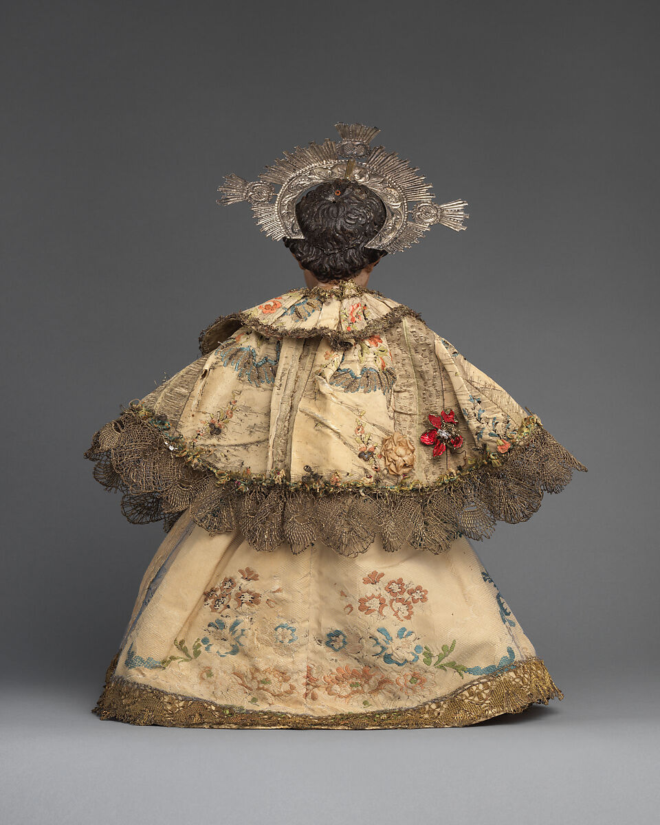 The Child Jesus Triumphant, Juan de Mesa (Spanish (Andalusian), Cordova 1583–1627 Seville), Polychromed lead, glass, silver, silk and silver-gilt lace, Spanish, Seville