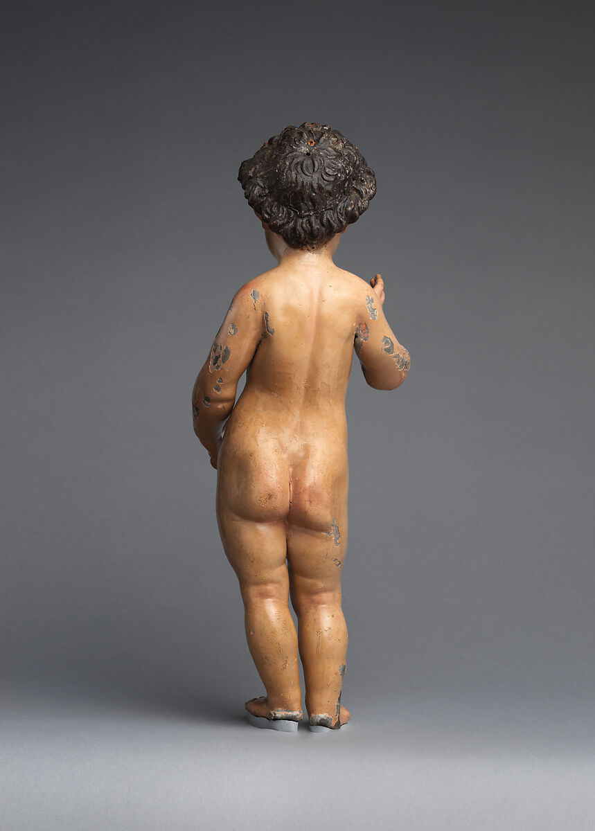 The Child Jesus Triumphant, Juan de Mesa (Spanish (Andalusian), Cordova 1583–1627 Seville), Polychromed lead, glass, silver, silk and silver-gilt lace, Spanish, Seville