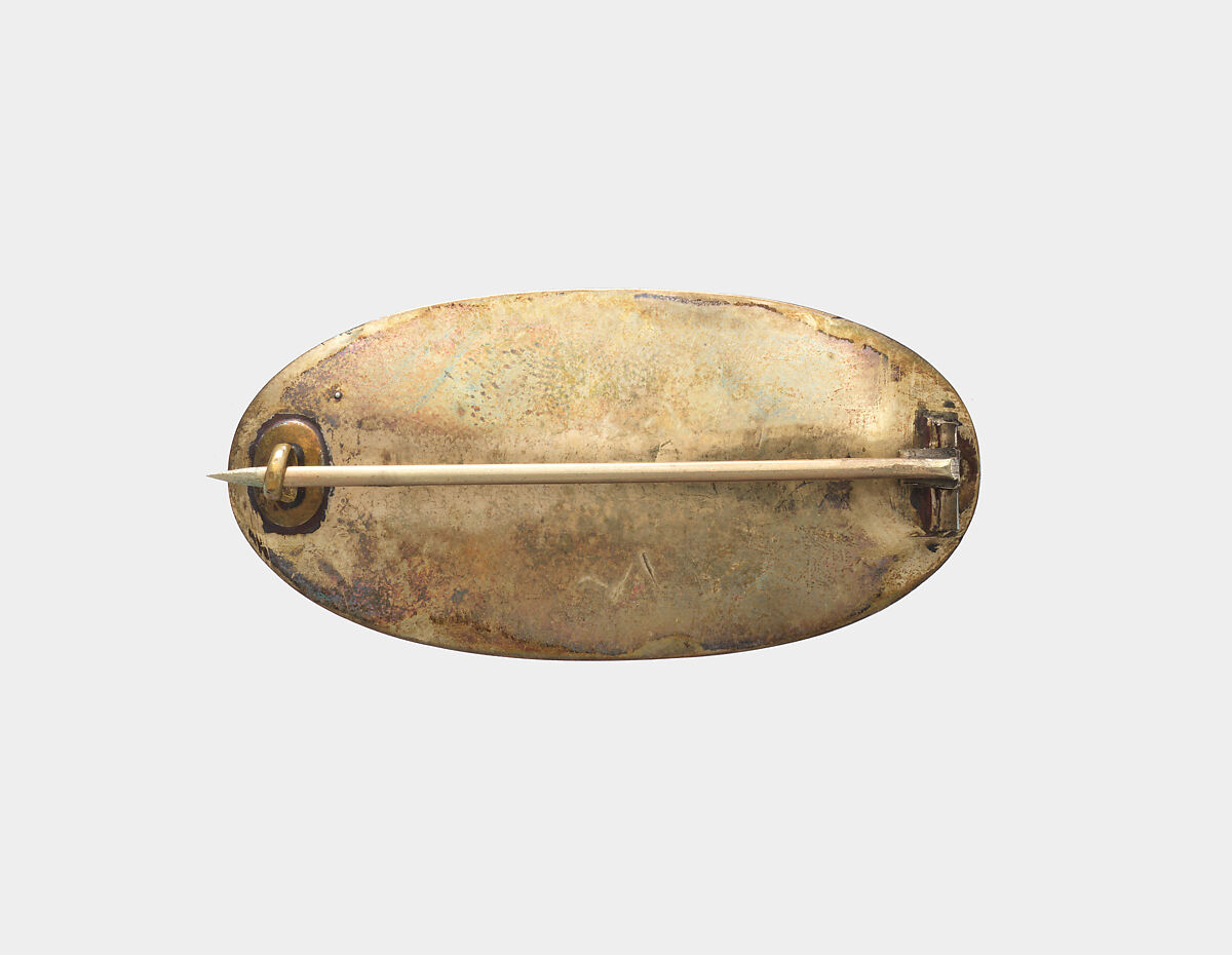 Brooch, Gold, hair, glass, American