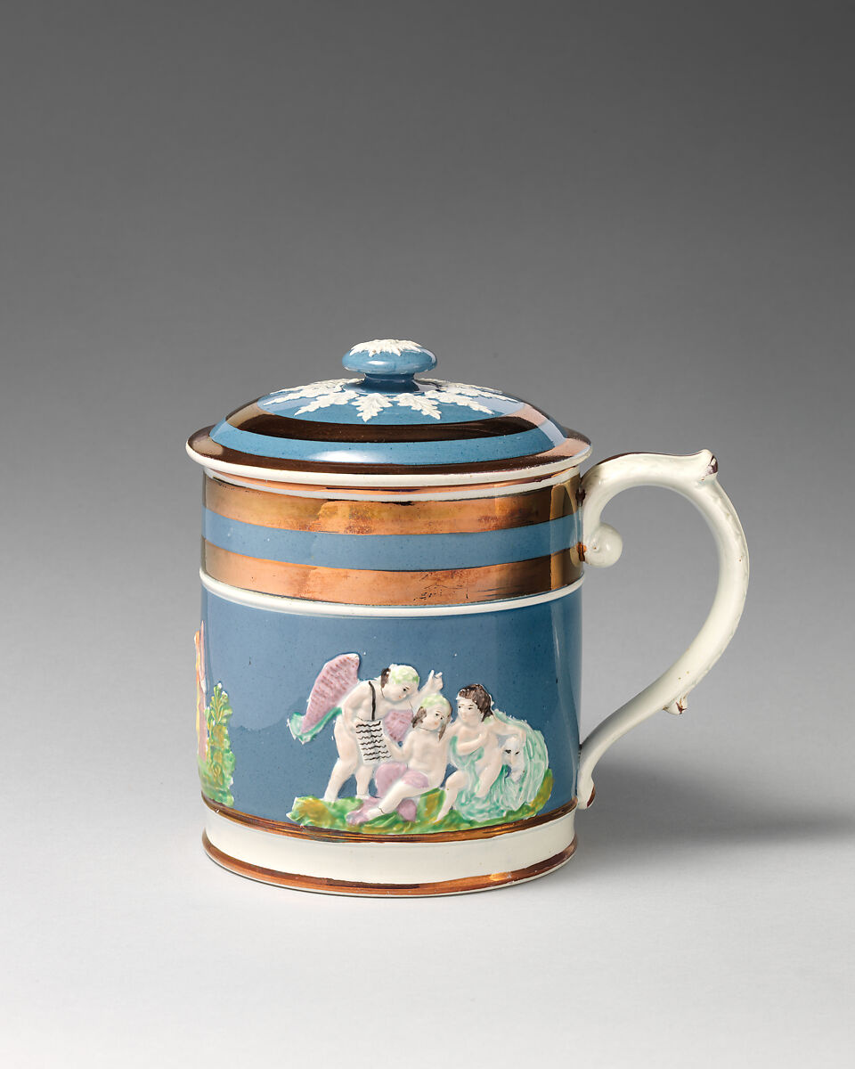 Mug with lid, Lustreware, British 