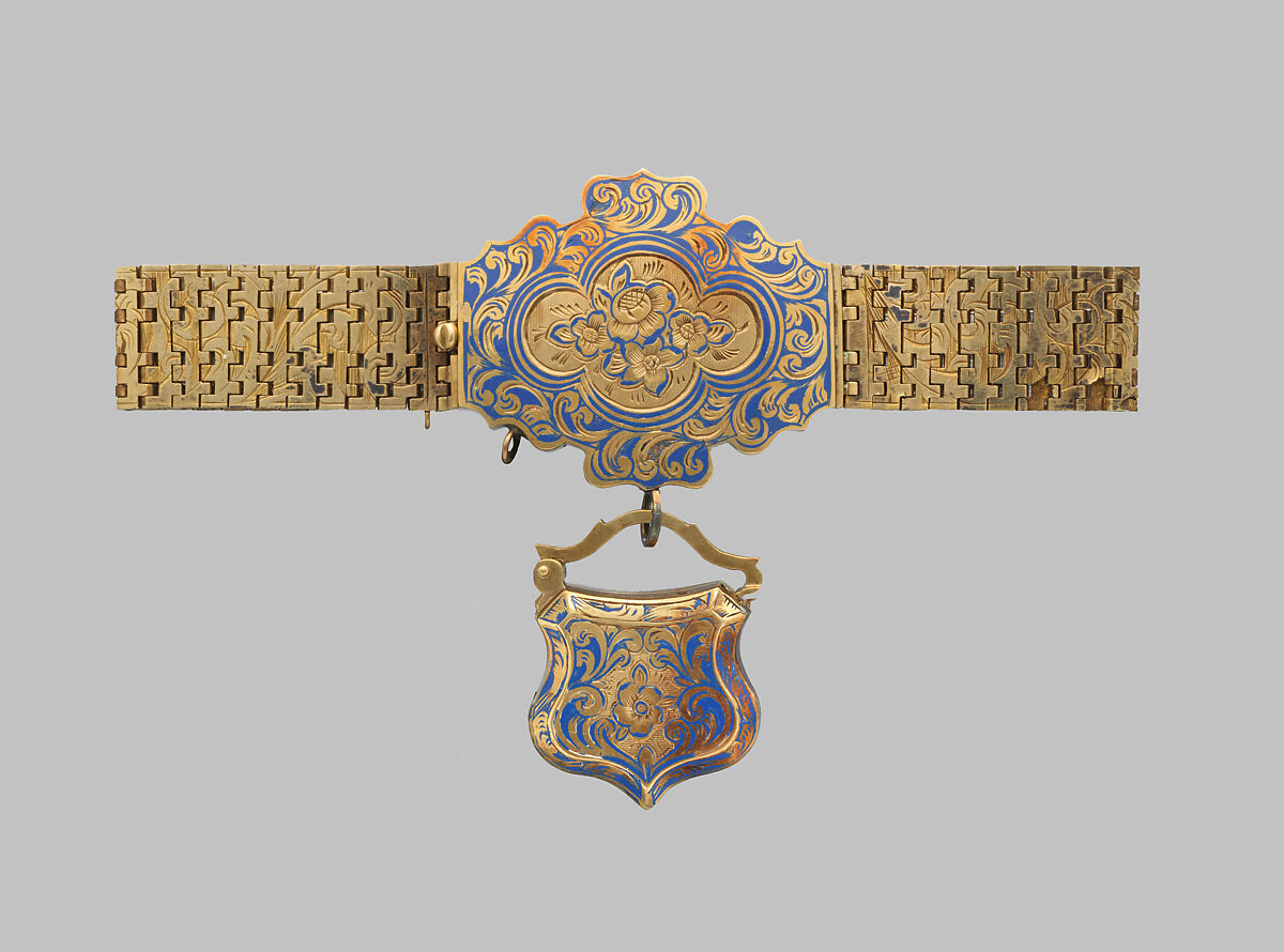 Bracelet, Gold, enamel, hair, glass, American