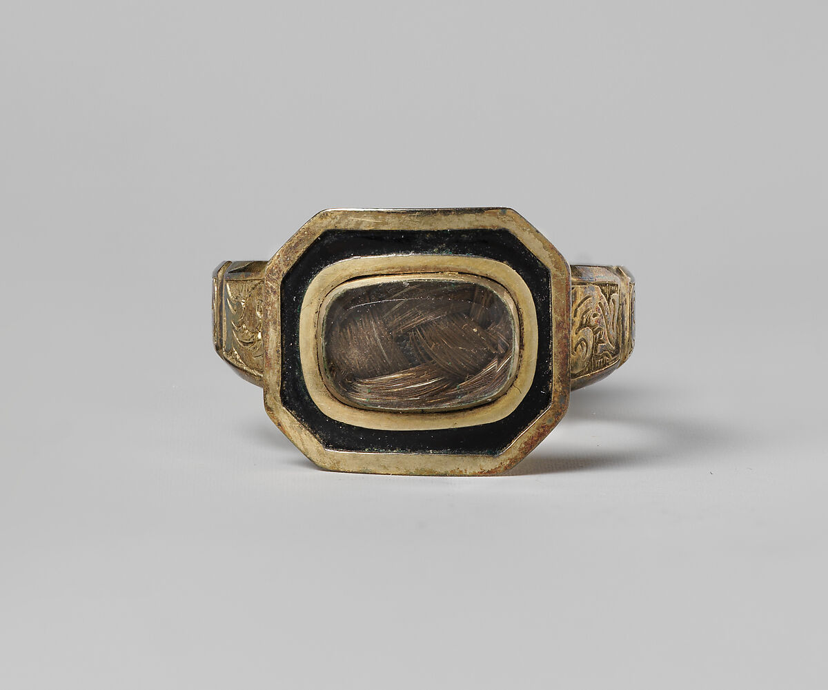 Ring, Gold, enamel, hair, American 