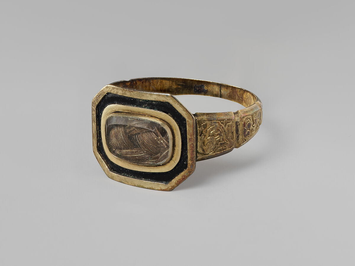 Ring, Gold, enamel, hair, American