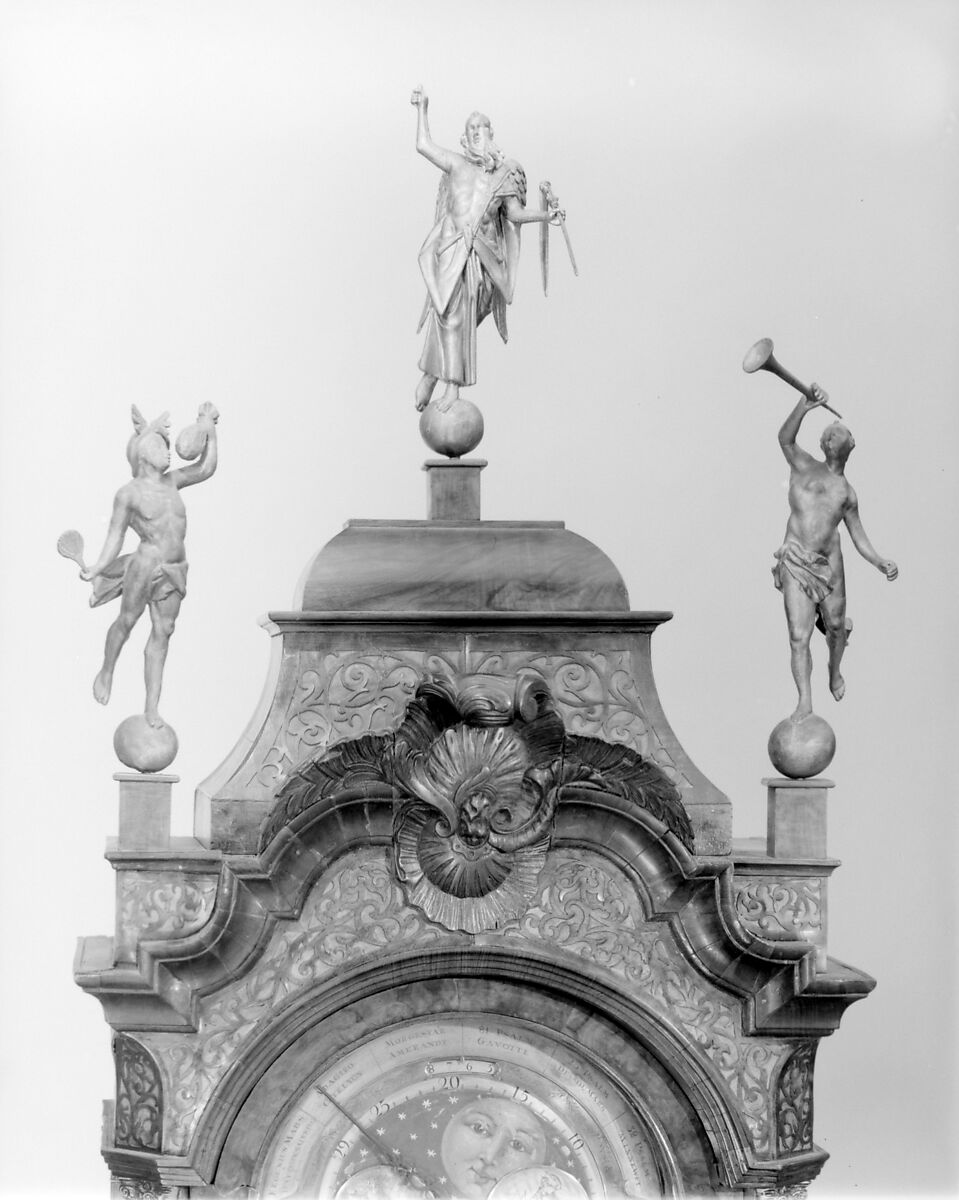 Longcase clock, Clockmaker: Gerrit van der Hey  , active Amsterdam, Burl walnut veneered on oak and elm, Dutch, Amsterdam