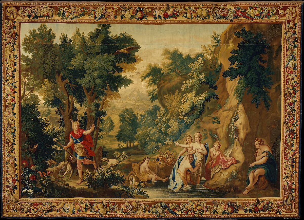 Diana and Actaeon from a set of Ovid's Metamorphoses, Woven at or near Manufacture Nationale des Gobelins (French, established 1662), Wool, silk (20 warps per inch, 8 per cm.), French, Paris 