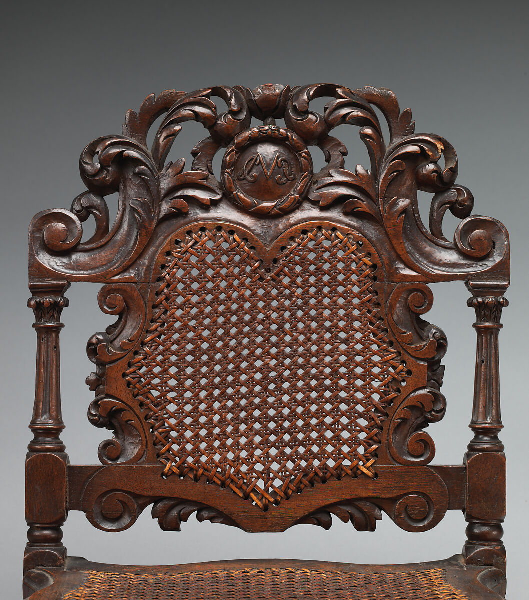 Miniature daybed, Walnut and cane, British