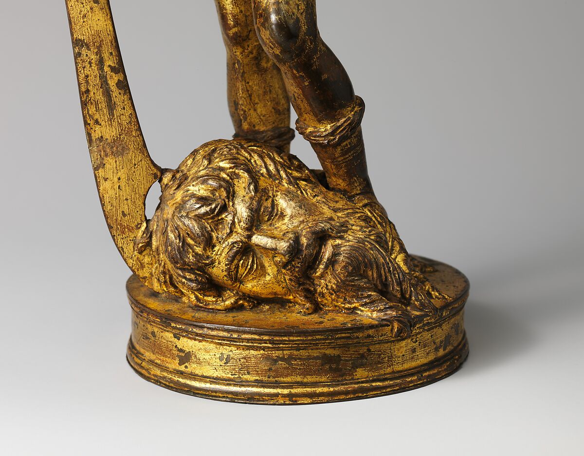 David with the head of Goliath, Bartolomeo Bellano (Italian, Padua 1437/38–1496/97 Padua), Bronze, later oil gilding, Italian, Padua