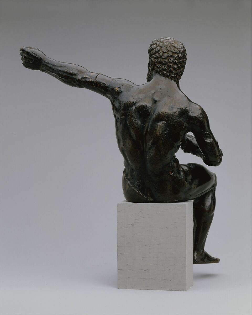 Seated Hercules in the act of shooting at the stymphalian birds, Vittore Gambello (Italian, Venice 1455/60–1537), Bronze, Italian, Venice