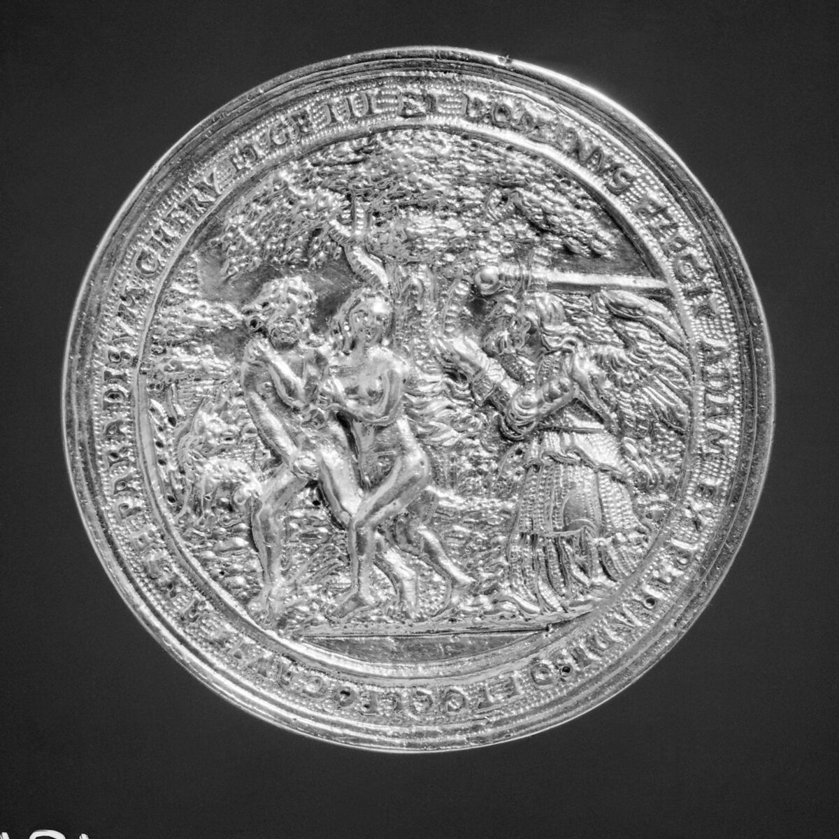 Adam and Eve in the Garden of Paradise, Medalist: Master of 1549, Silver-gilt, German