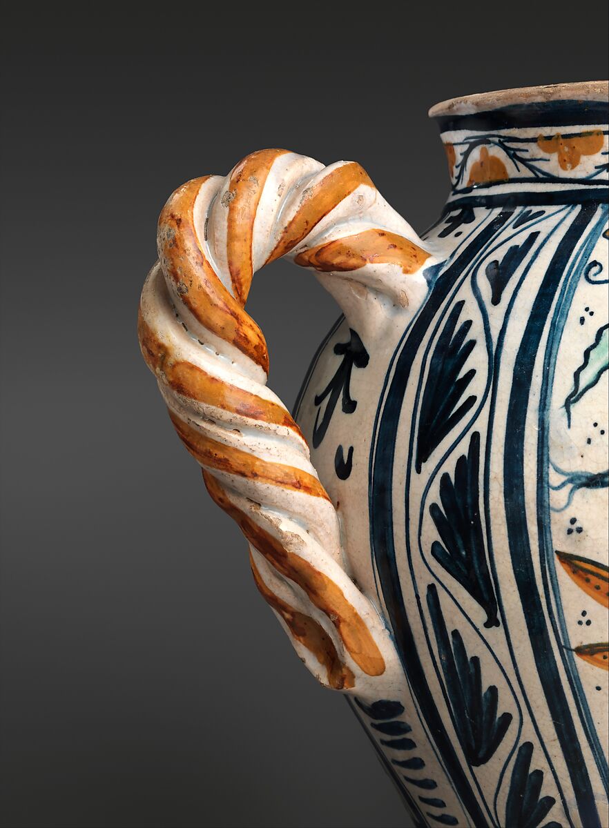 Vase with love motifs, Maiolica (tin-glazed earthenware), Italian, Deruta