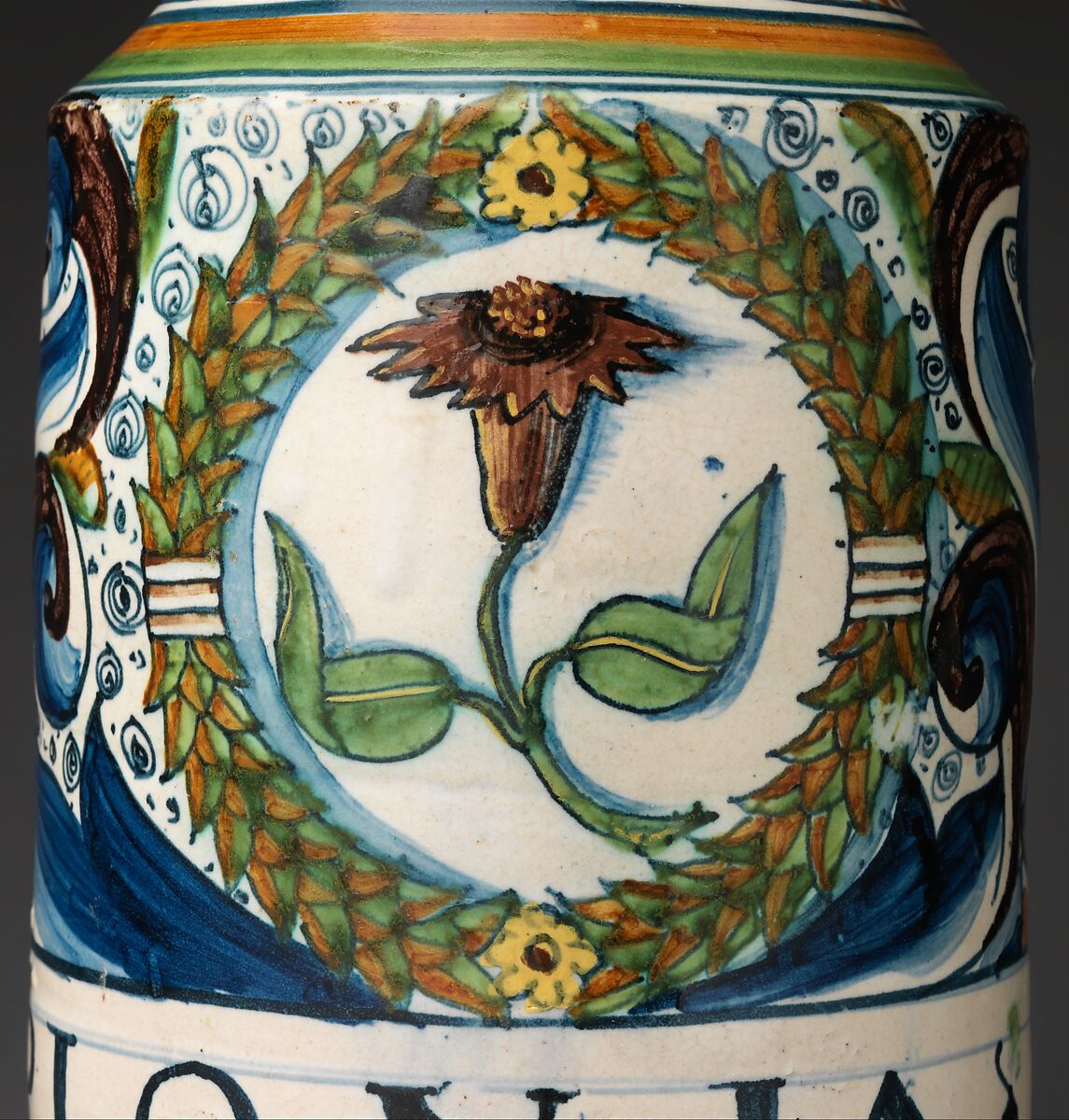Pharmacy jar (albarello), Maiolica (tin-glazed earthenware), Italian, Montelupo