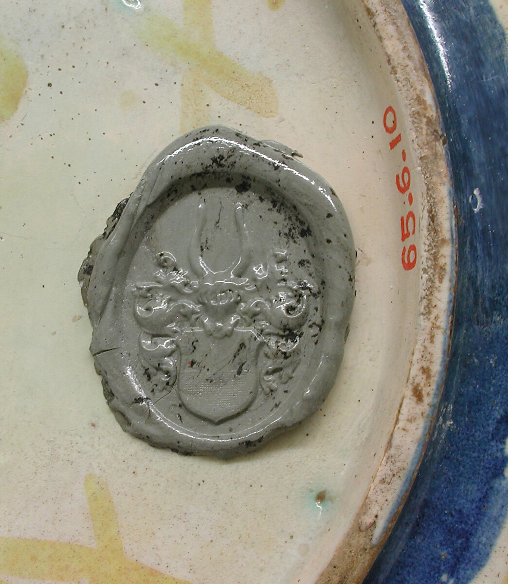 Plate with The Lover Tormented, Probably workshop of Maestro Giorgio Andreoli (Italian (Gubbio), active first half of 16th century), Maiolica (tin-glazed earthenware), lustered, Italian, Gubbio