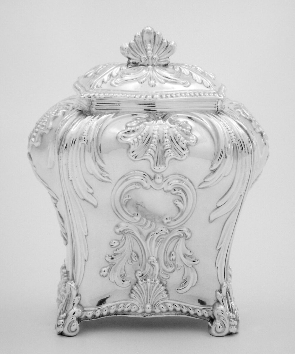 Tea caddy, Silver plate, British 