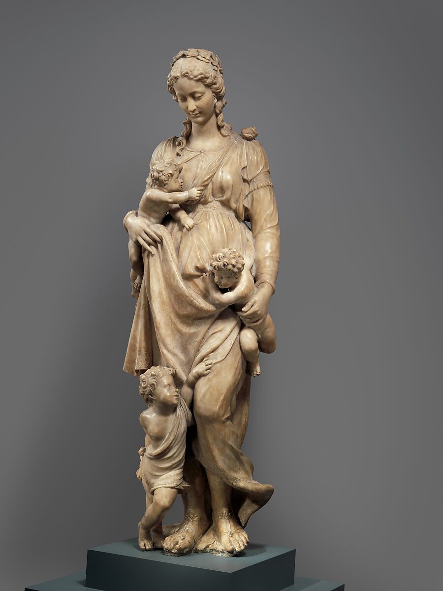 Charity, Attributed to Claudius Floris (Flemish, after 1548), Alabaster, traces of gilding, Flemish, Antwerp (?)