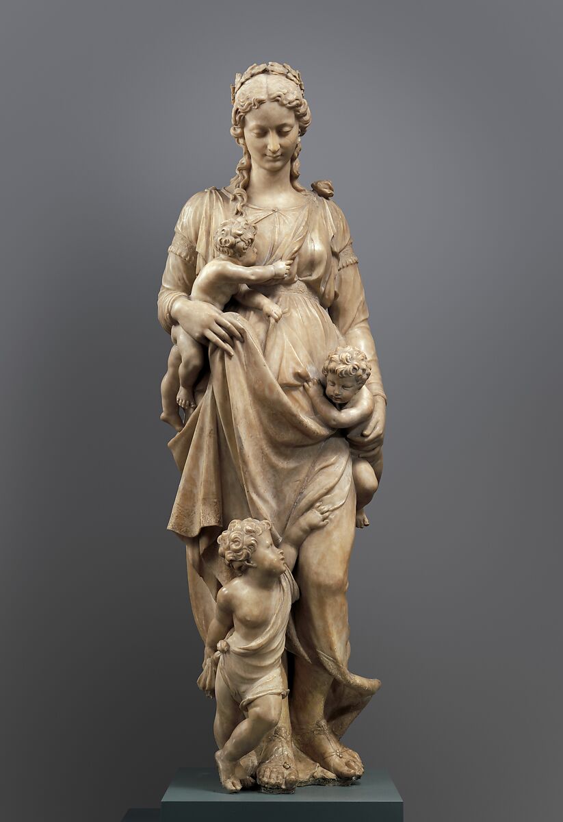 Charity, Attributed to Claudius Floris (Flemish, after 1548), Alabaster, traces of gilding, Flemish, Antwerp (?) 