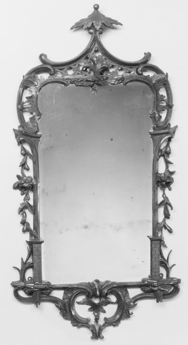 Mirror, Deal, stained to resemble mahogany, British