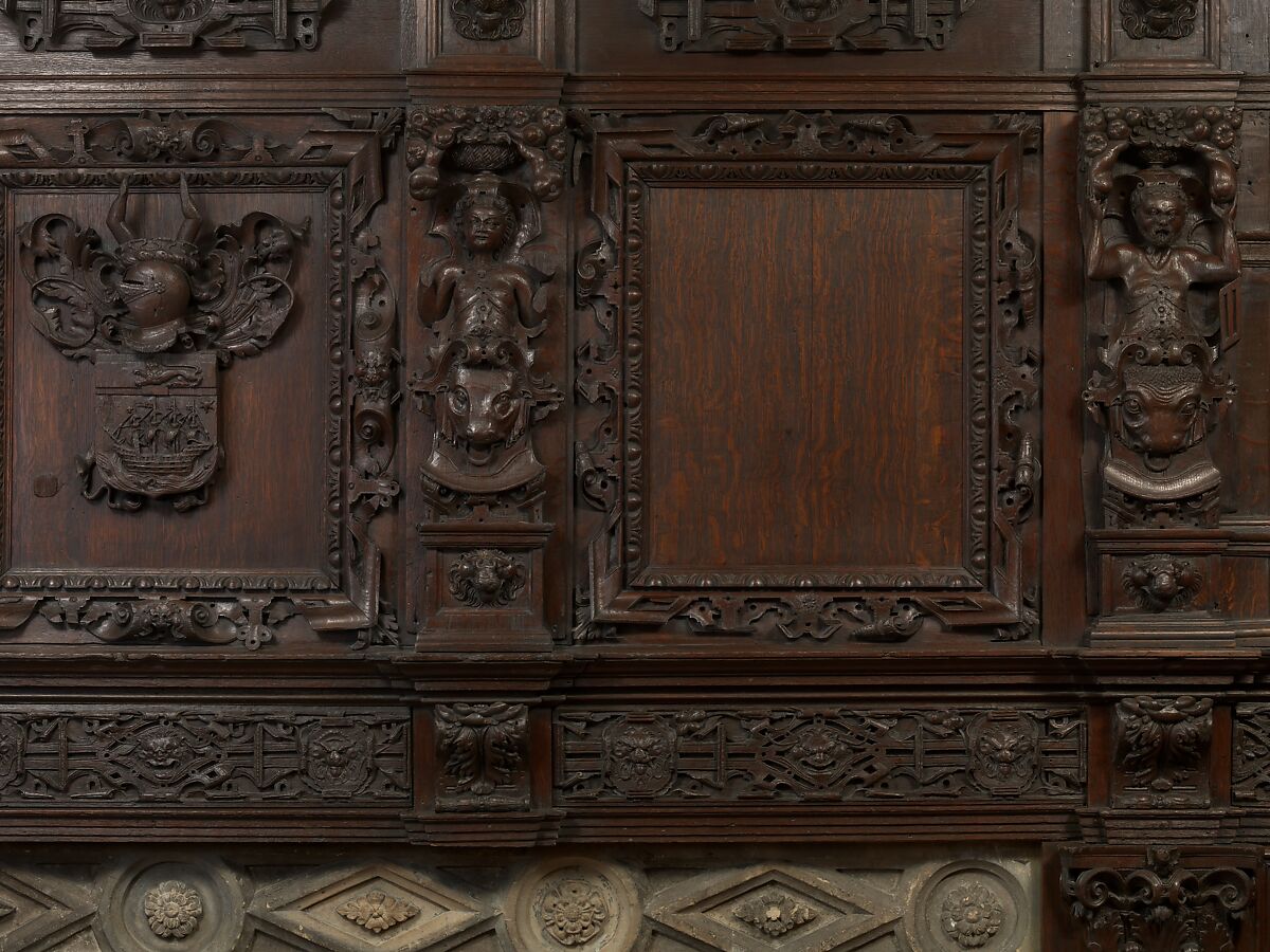 Paneling from a house on the Hall Quay, Great Yarmouth, Norfolk, Oak, British