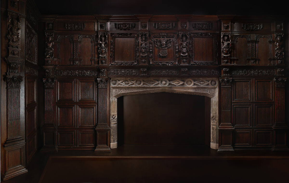 Mantelpiece from a house on the Hall Quay, Great Yarmouth, Norfolk, Carved stone, British 