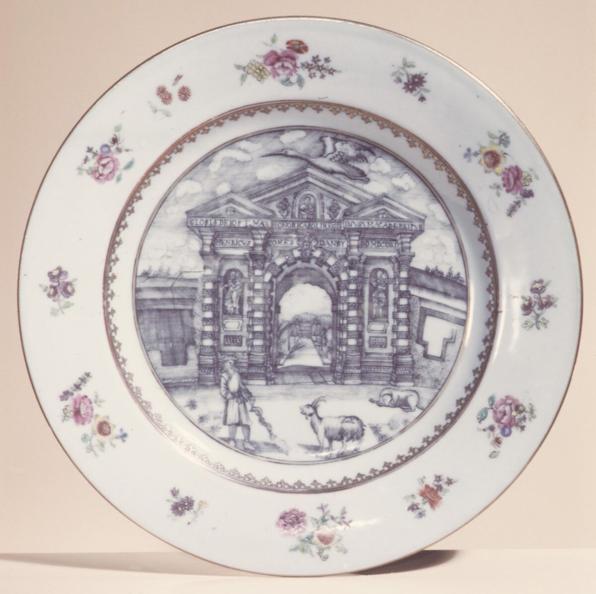 Plate, Hard-paste porcelain, Chinese, for British market
