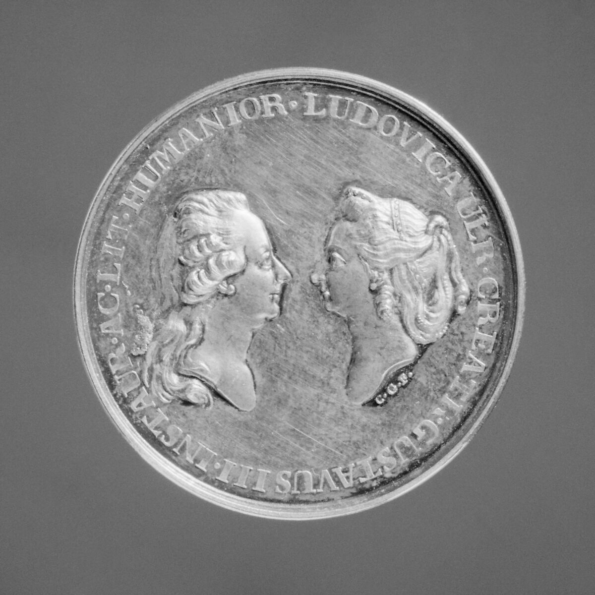 Gustavus III, King of Sweden (b. 1746, r. 1771–92) and Louise Ulrika, his mother (1720–1782), as founders of the Swedish Academy, Medalist: Carl Gustaf Fehrman (1746–1798), Silver, Swedish 