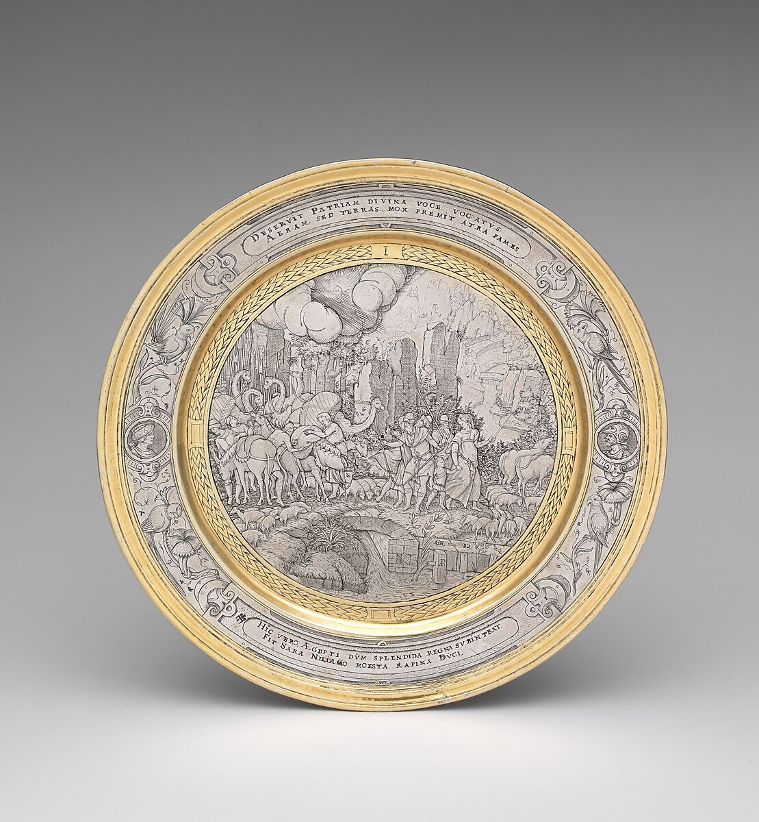 Abraham and Sarah's Journey through Canaan to Egypt, Possibly engraved by P.M., Silver, partly gilded, probably British 
