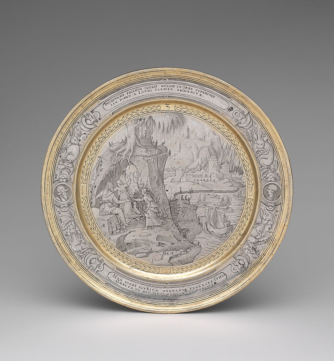 Lot Seduced by his Daughters, Possibly engraved by P.M., Silver, partly gilded, probably British 