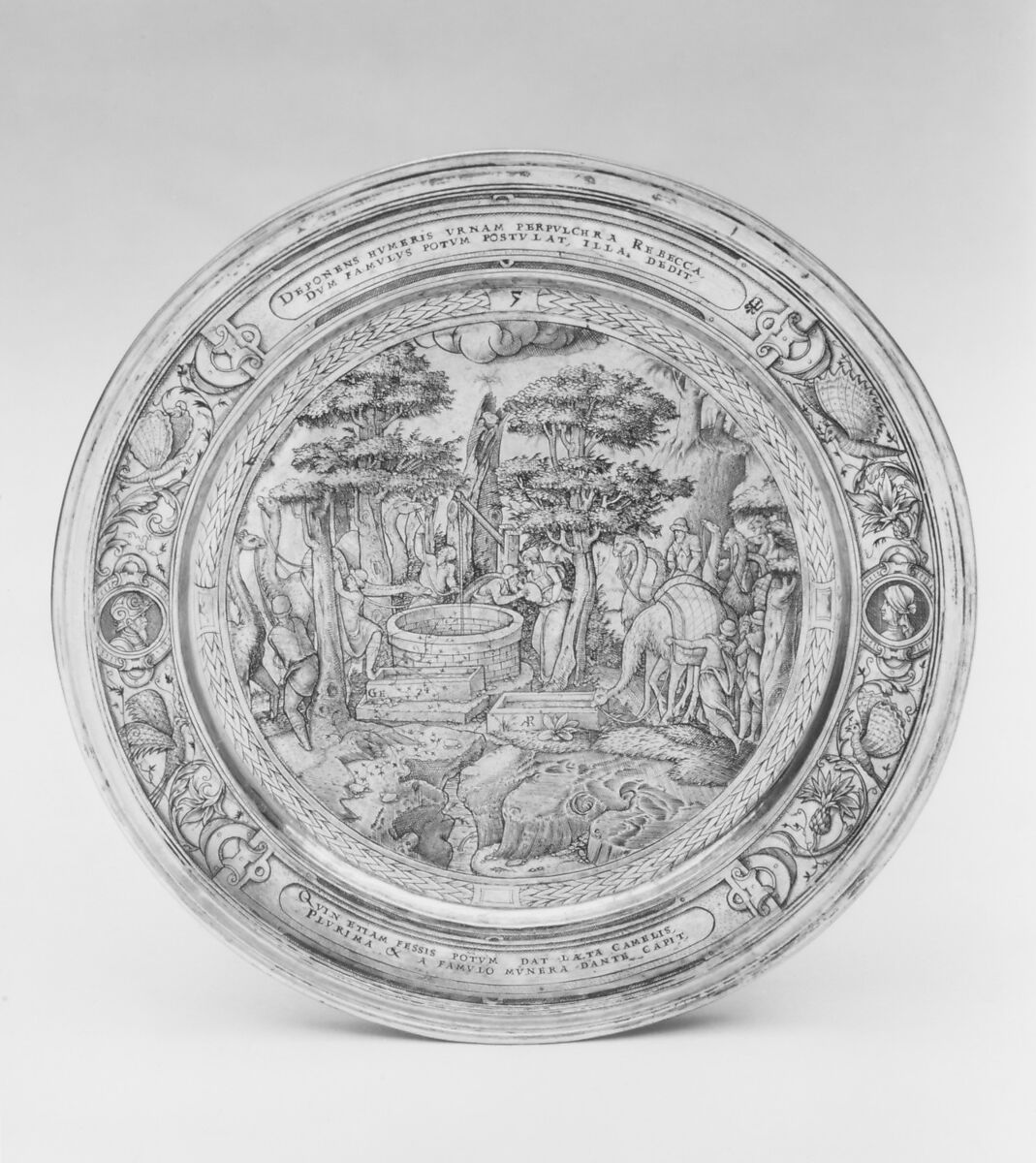 Rebecca at the Well, Possibly engraved by P.M., Silver, partly gilded, probably British