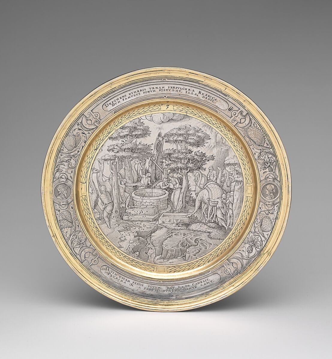 Rebecca at the Well, Possibly engraved by P.M., Silver, partly gilded, probably British 