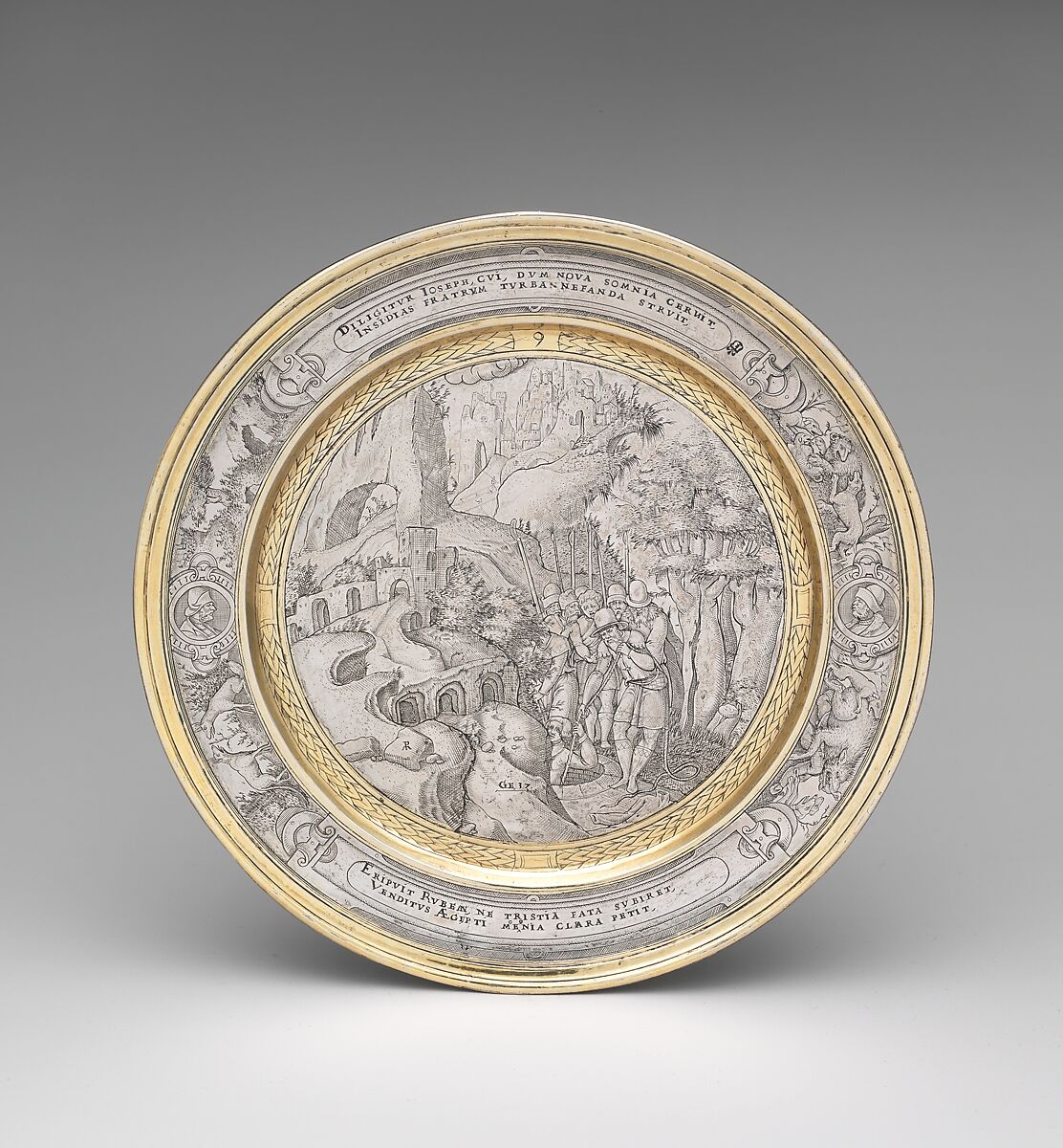 Joseph Lowered into the Pit, Possibly engraved by P.M., Silver, partly gilded, probably British 