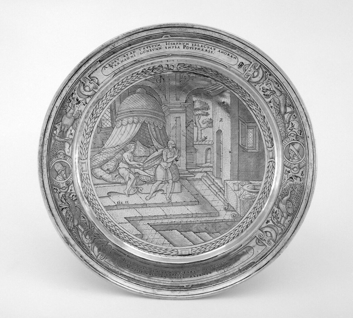 Joseph and Potiphar's wife, Possibly engraved by P.M., Silver, partly gilded, probably British