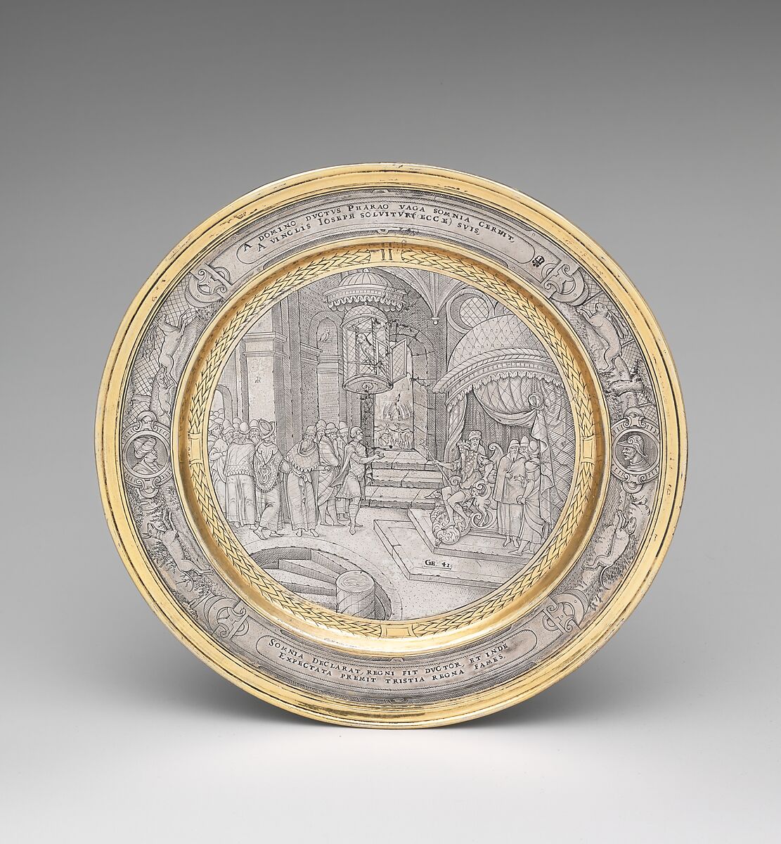 Joseph Interpreting Pharaoh's Dream, Possibly engraved by P.M., Silver, partly gilded, probably British 