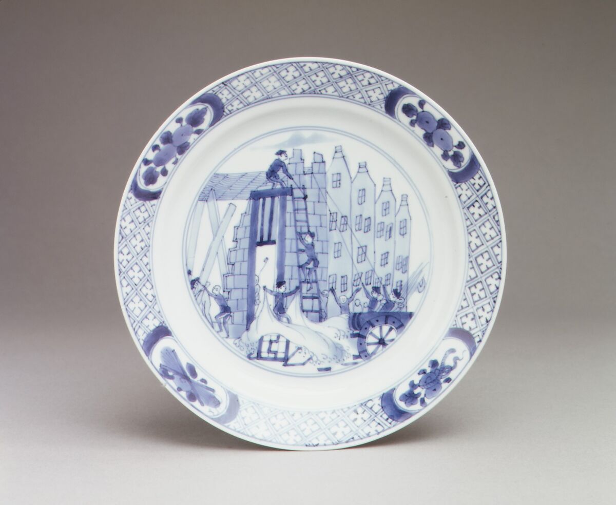 Plate, Hard-paste porcelain, Chinese, for Dutch market 