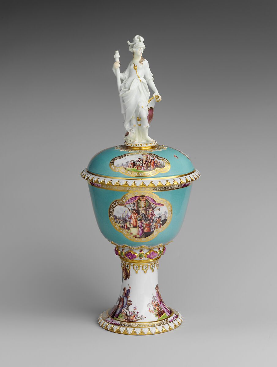 Standing cup with cover and stand, Meissen Manufactory (German, 1710–present), Hard-paste porcelain, German, Meissen