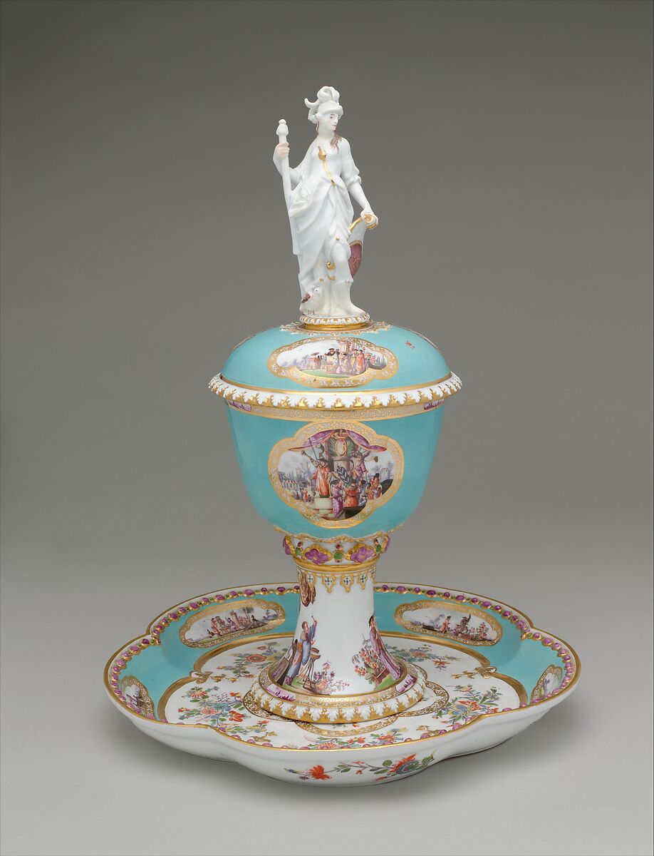 Standing cup with cover and stand, Meissen Manufactory (German, 1710–present), Hard-paste porcelain, German, Meissen 