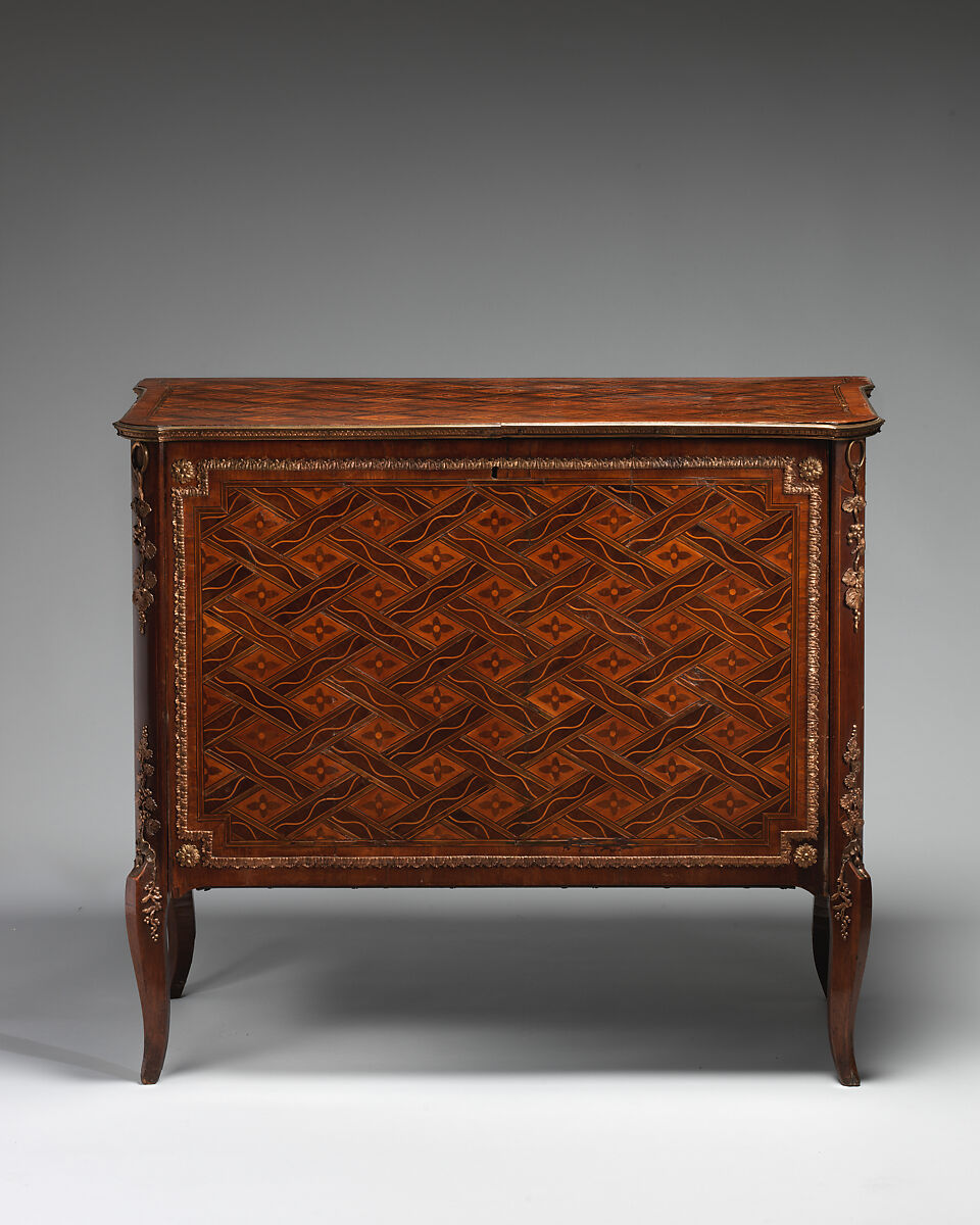 Commode (one of a pair) (part of a set), Marquetry of various woods, bronze and gilt-bronze mounts, British