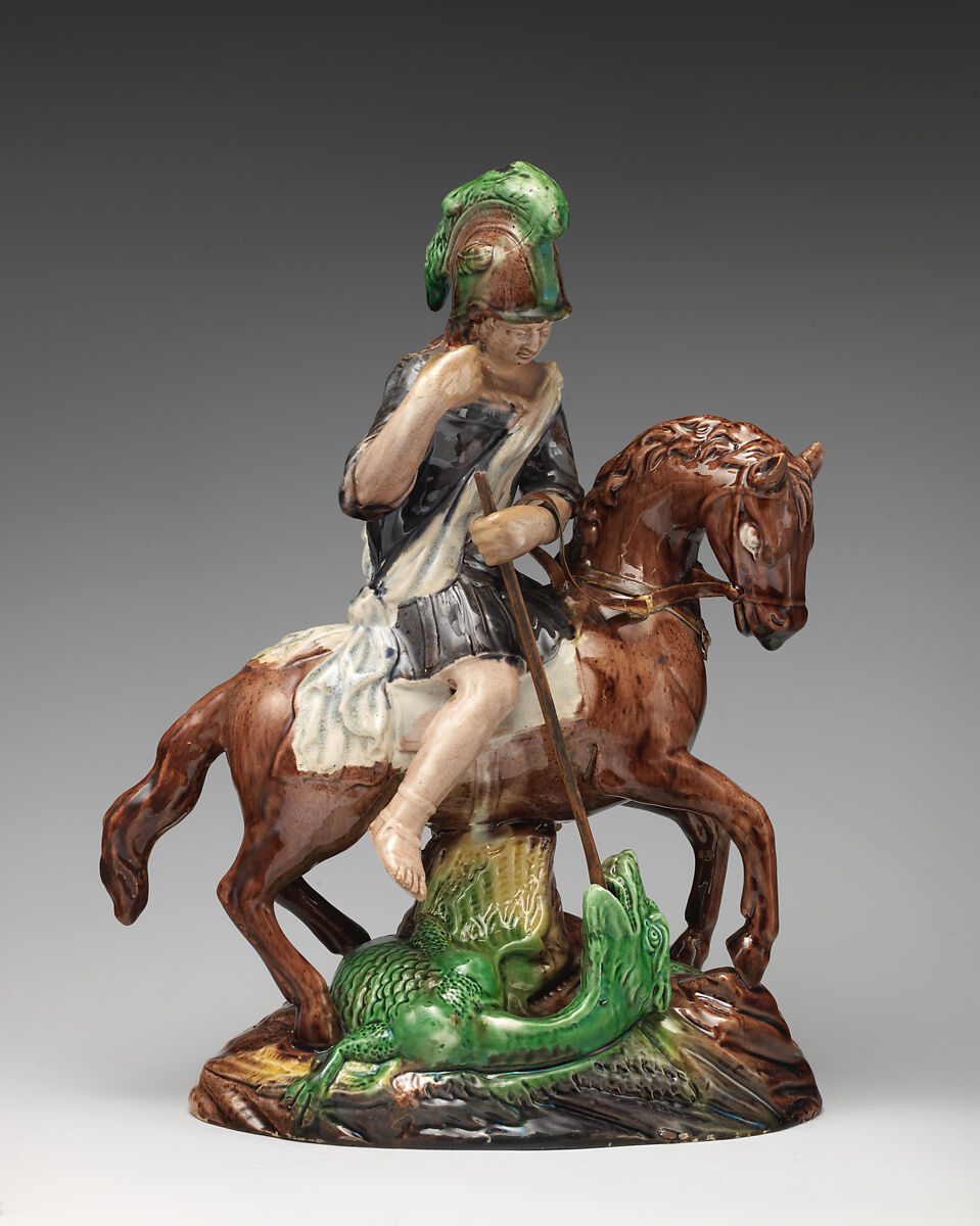 St. George and the dragon, Ralph Wood the Younger (British, Burslem 1748–1795 Burslem), Lead-glazed earthenware, British, Burslem, Staffordshire 
