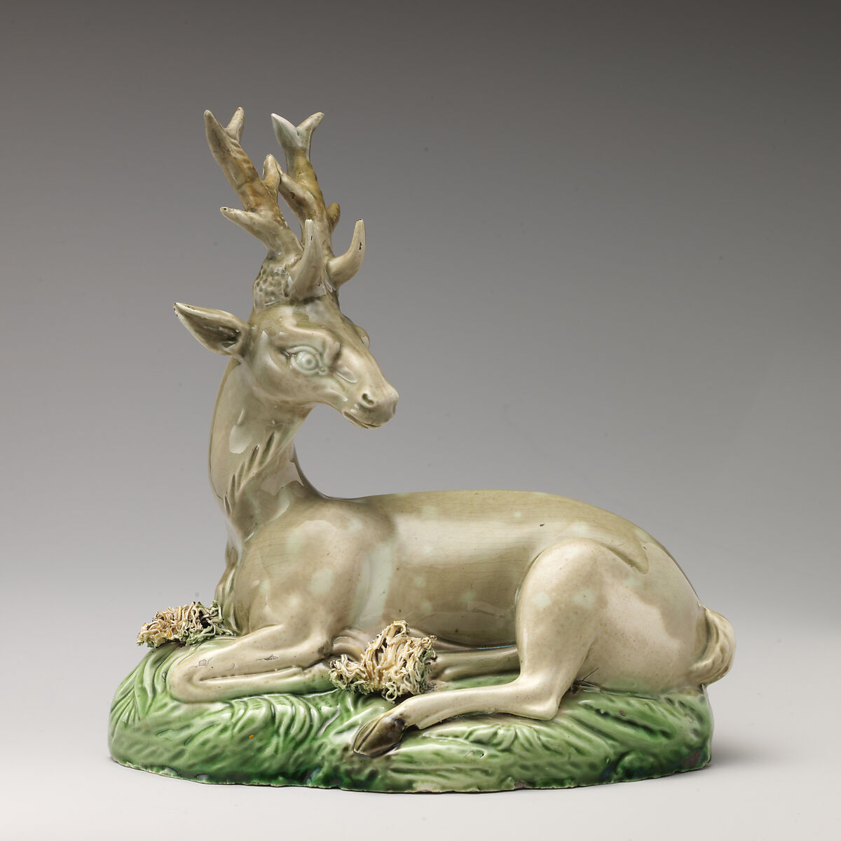 Stag (one of a pair), Ralph Wood the Younger (British, Burslem 1748–1795 Burslem), Lead-glazed earthenware, British, Burslem, Staffordshire 