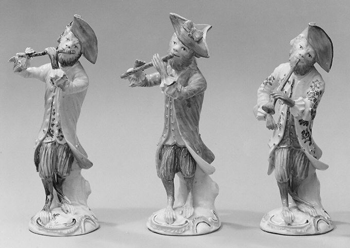 Monkey musician (part of a set), Derby Porcelain Manufactory (British, 1751–1785), Soft-paste porcelain, British, Derby 